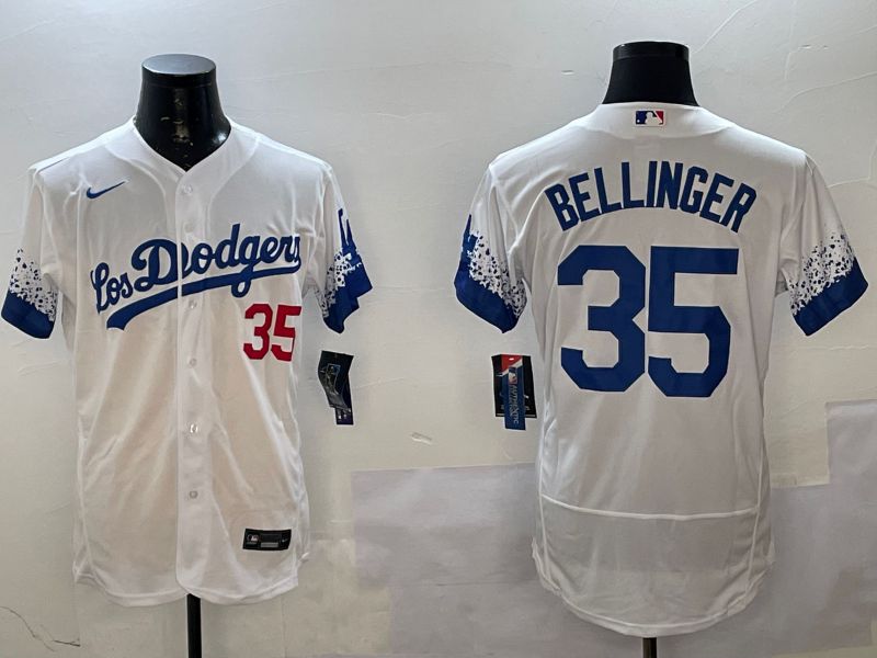 Men Los Angeles Dodgers 35 Bellinger White City Edition Elite Nike 2025 MLB Jersey style 5